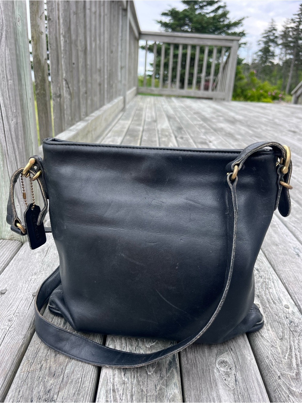 Vintage Equestrian Slim Bucket Bag (Style No. 9806)